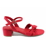 Червени дамски сандали, анатомични, качествен еко-велур - ежедневни обувки за лятото N 100022056