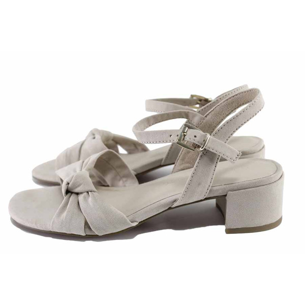Бежови дамски сандали, анатомични, качествен еко-велур - ежедневни обувки за лятото N 100022055