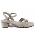 Бежови дамски сандали, анатомични, качествен еко-велур - ежедневни обувки за лятото N 100022055