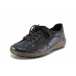Сини анатомични дамски обувки с равна подметка, естествена кожа - всекидневни обувки за пролетта и есента N 100022103