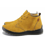 Жълти анатомични дамски боти, здрава еко-кожа - ежедневни обувки за есента и зимата N 100022141