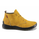 Жълти анатомични дамски боти, здрава еко-кожа - ежедневни обувки за есента и зимата N 100022141