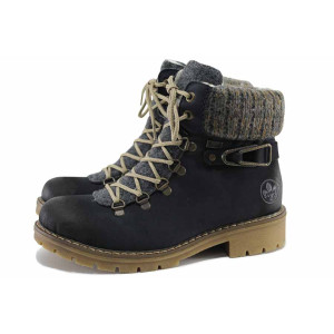 Сини анатомични дамски боти, здрава еко-кожа - всекидневни обувки за есента и зимата N 100011822