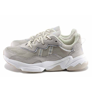 Бежови дамски маратонки, анатомични, текстилна материя - спортни обувки за пролетта и лятото N 100022167