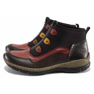 Кафяви анатомични дамски боти, еко-кожа и текстилна материя - ежедневни обувки за есента и зимата N 100022160