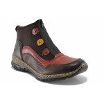 Кафяви анатомични дамски боти, еко-кожа и текстилна материя - ежедневни обувки за есента и зимата N 100022160