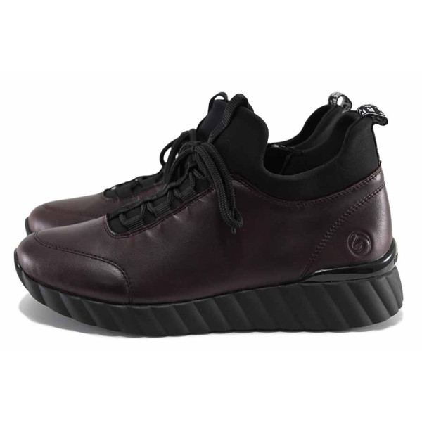 Винени дамски обувки с равна подметка, естествена кожа - всекидневни обувки за есента и зимата N 100022177