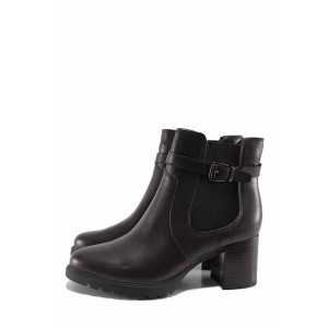 Кафяви анатомични дамски боти, естествена кожа - всекидневни обувки за есента и зимата N 100022222