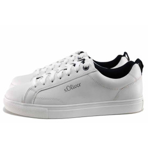 Бели мъжки спортни обувки, анатомични, здрава еко-кожа - спортни обувки за есента и зимата N 100022240