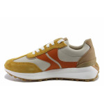 Жълти спортни дамски обувки, анатомични, естествена кожа - спортни обувки за есента и зимата N 100022242