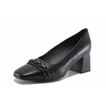 Черни анатомични дамски обувки със среден ток, естествена кожа - официални обувки за есента и зимата N 100022249