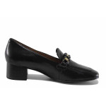 Черни анатомични дамски обувки със среден ток, естествена кожа - всекидневни обувки за есента и зимата N 100022250