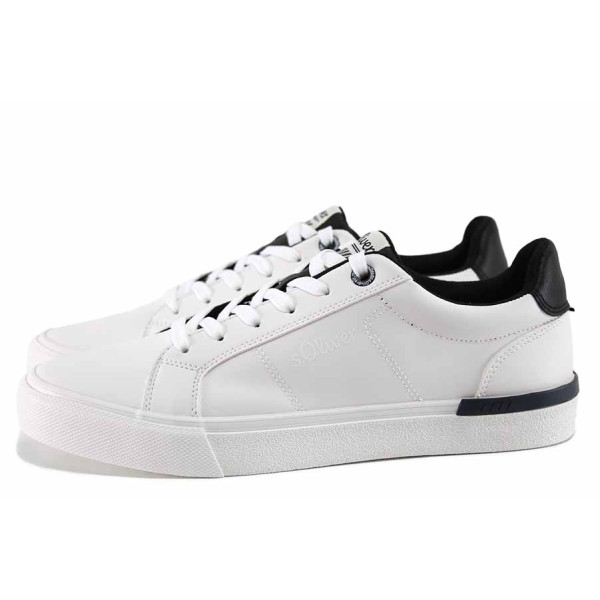 Бели мъжки спортни обувки, анатомични, здрава еко-кожа - спортни обувки за есента и зимата N 100022308