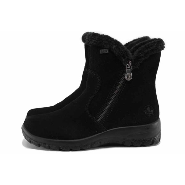 Черни анатомични дамски боти, естествен велур - всекидневни обувки за есента и зимата N 100022309