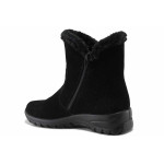 Черни анатомични дамски боти, естествен велур - всекидневни обувки за есента и зимата N 100022309