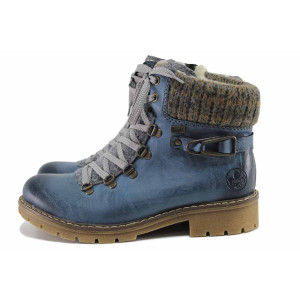 Сини анатомични дамски боти, здрава еко-кожа - всекидневни обувки за есента и зимата N 100022311