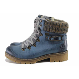 Сини анатомични дамски боти, здрава еко-кожа - всекидневни обувки за есента и зимата N 100022311