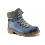 Сини анатомични дамски боти, здрава еко-кожа - всекидневни обувки за есента и зимата N 100022311