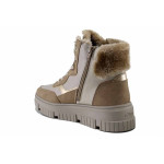 Бежови дамски боти, здрава еко-кожа - ежедневни обувки за есента и зимата N 100022338