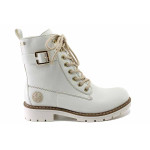 Бели анатомични дамски боти, здрава еко-кожа - ежедневни обувки за есента и зимата N 100022353