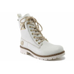 Бели анатомични дамски боти, здрава еко-кожа - ежедневни обувки за есента и зимата N 100022353