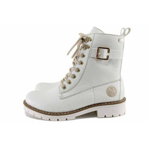 Бели анатомични дамски боти, здрава еко-кожа - ежедневни обувки за есента и зимата N 100022353