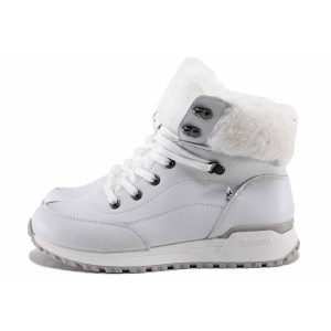 Бели анатомични дамски боти, естествена кожа - всекидневни обувки за есента и зимата N 100022404