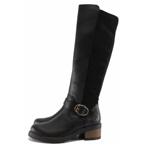 Черни анатомични дамски ботуши, естествена кожа - ежедневни обувки за есента и зимата N 100022442