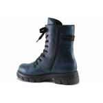 Сини дамски боти, здрава еко-кожа - ежедневни обувки за есента и зимата N 100022444