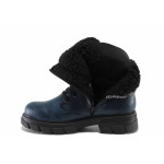 Сини дамски боти, здрава еко-кожа - ежедневни обувки за есента и зимата N 100022444