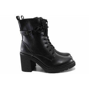 Черни анатомични дамски дамски боти, здрава еко-кожа - всекидневни обувки за есента и зимата N 100022445