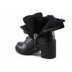 Черни дамски дамски боти, здрава еко-кожа - всекидневни обувки за есента и зимата N 100022445