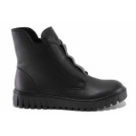 Черни дамски боти, естествена кожа - ежедневни обувки за есента и зимата N 100022446