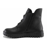 Черни дамски боти, естествена кожа - ежедневни обувки за есента и зимата N 100022446