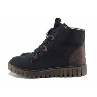 Сини дамски боти, здрава еко-кожа - ежедневни обувки за есента и зимата N 100022528
