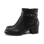 Черни дамски боти, естествена кожа - ежедневни обувки за есента и зимата N 100022595