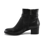 Черни дамски боти, естествена кожа - ежедневни обувки за есента и зимата N 100022595