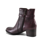 Винени дамски боти, естествена кожа - ежедневни обувки за есента и зимата N 100022596