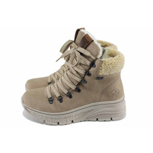 Бежови дамски боти, здрава еко-кожа - всекидневни обувки за есента и зимата N 100022609