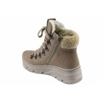 Бежови дамски боти, здрава еко-кожа - всекидневни обувки за есента и зимата N 100022609