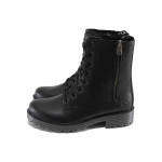 Черни дамски боти, естествена кожа - ежедневни обувки за есента и зимата N 100022610