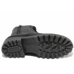Черни дамски боти, естествена кожа - ежедневни обувки за есента и зимата N 100022610