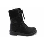 Черни дамски боти, здрава еко-кожа - всекидневни обувки за есента и зимата N 100022611