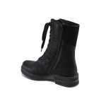 Черни дамски боти, здрава еко-кожа - всекидневни обувки за есента и зимата N 100022611