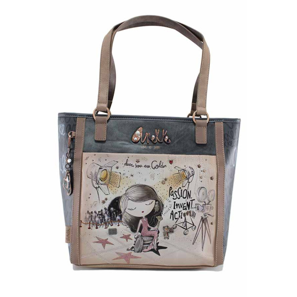 Сива дамска чанта, здрава еко-кожа - удобство и стил за пролетта и лятото N 100022745