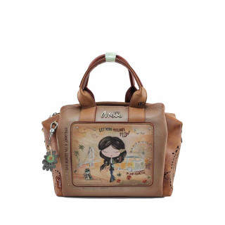 Кафява дамска чанта, здрава еко-кожа - удобство и стил за пролетта и лятото N 100022753