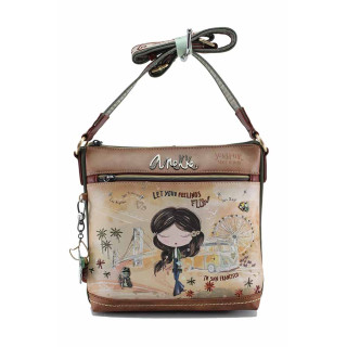 Кафява дамска чанта, здрава еко-кожа - удобство и стил за пролетта и лятото N 100022759