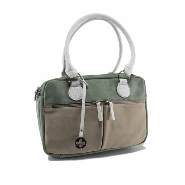 Зелена дамска чанта, здрава еко-кожа - удобство и стил за пролетта и лятото N 100022798