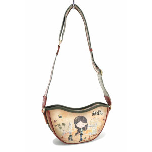 Бежово дамска чанта, здрава еко-кожа - удобство и стил за пролетта и лятото N 100023447