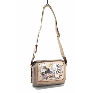 Бежово дамска чанта, здрава еко-кожа - удобство и стил за пролетта и лятото N 100023450